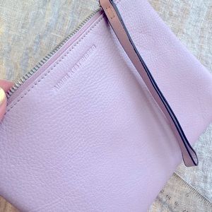 Aimee Kestenberg pink pebbled leather wristlet clutch